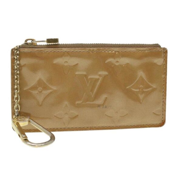 LOUIS VUITTON Monogram Vernis Pochette Cles Coin Purse Beige - Picture 1 of 15